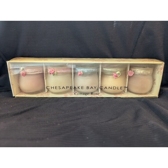 Set of 5 Chesapeake Bay Cottage Rose  2.5" x 2" w/Lid  2 Ounce Pot Belly Jars - Picture 1 of 8